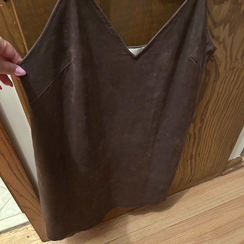 Aritzia Wilfred Free Vivienne Dress Spaghetti Strap Mini Dress Brown | Large - Picture 5 of 7